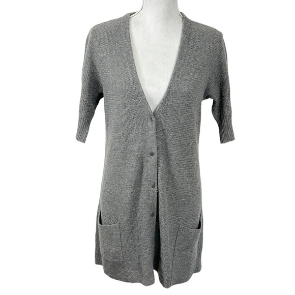 Eileen Fisher Women's S Cardigan Sweater Gray Wool Angora Cashmere Button Pocket - Picture 1 of 10